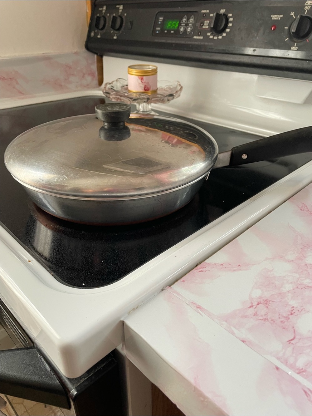 Revere Ware Copper Bottom Stainless Steel Frying Pan with Black Handle